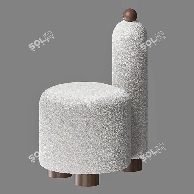 Chic Designer Pouf in Various Colors 3D model image 1