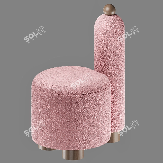 Chic Designer Pouf in Various Colors 3D model image 2