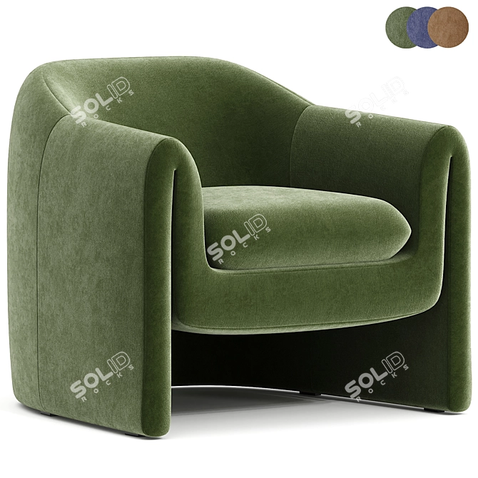 Elegant Velvet Barrel Chair 3D model image 1