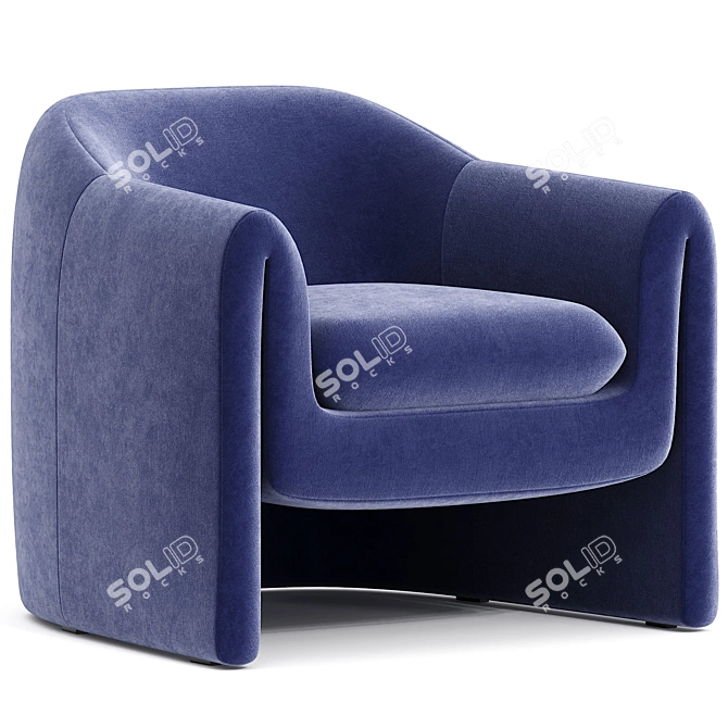 Elegant Velvet Barrel Chair 3D model image 2