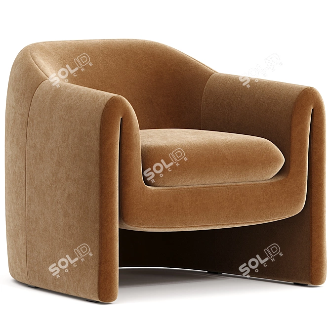 Elegant Velvet Barrel Chair 3D model image 3