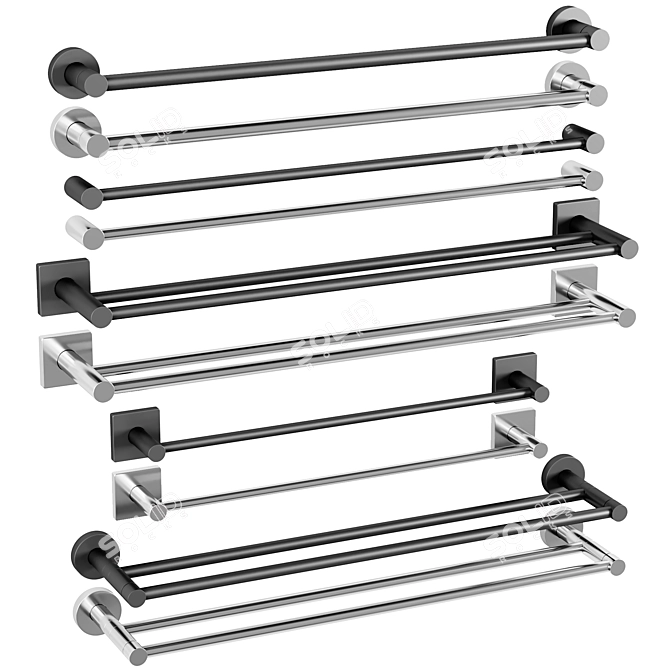 Modern Accents Towel Rails Set 3D model image 1