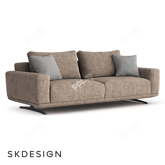 Elegant Zillis Sofa Brown Wood 3D model image 1