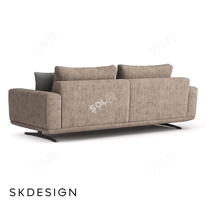 Elegant Zillis Sofa Brown Wood 3D model image 3