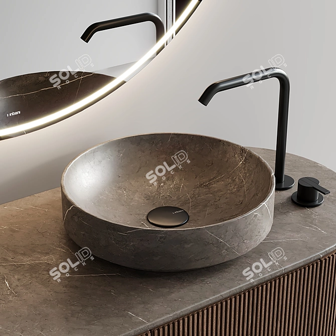 Grate Double Oak Vanity Set 3D model image 2