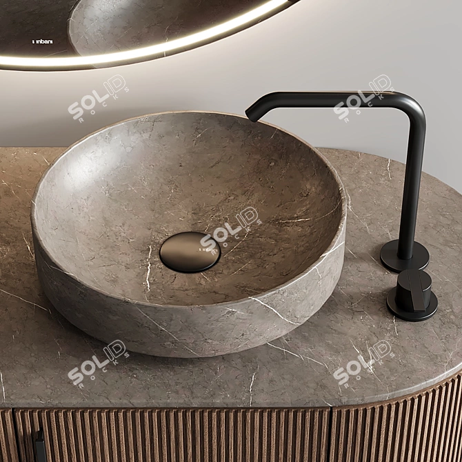 Grate Double Oak Vanity Set 3D model image 3