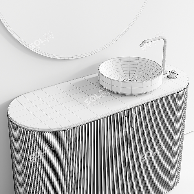 Grate Double Oak Vanity Set 3D model image 5