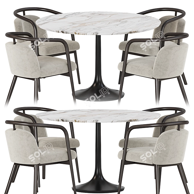 Contemporary Dining Set with Essex Chair 3D model image 1