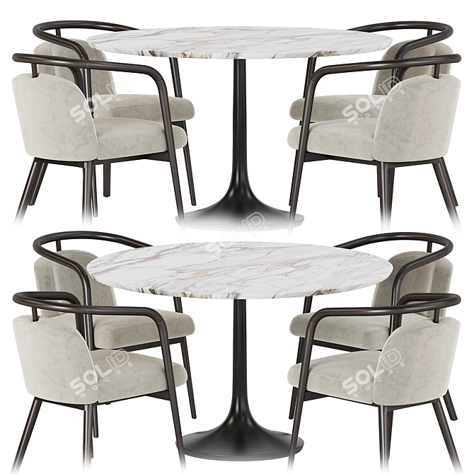 Contemporary Dining Set with Essex Chair 3D model image 2
