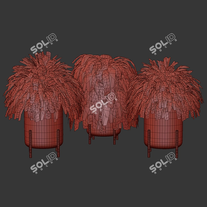 Leafy Green Fern Pot Decor 3D model image 3