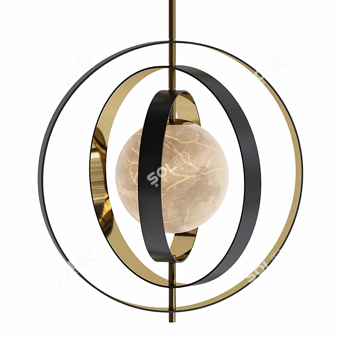 Pearl Chandelier Alabaster Gold Bronze 3D model image 3