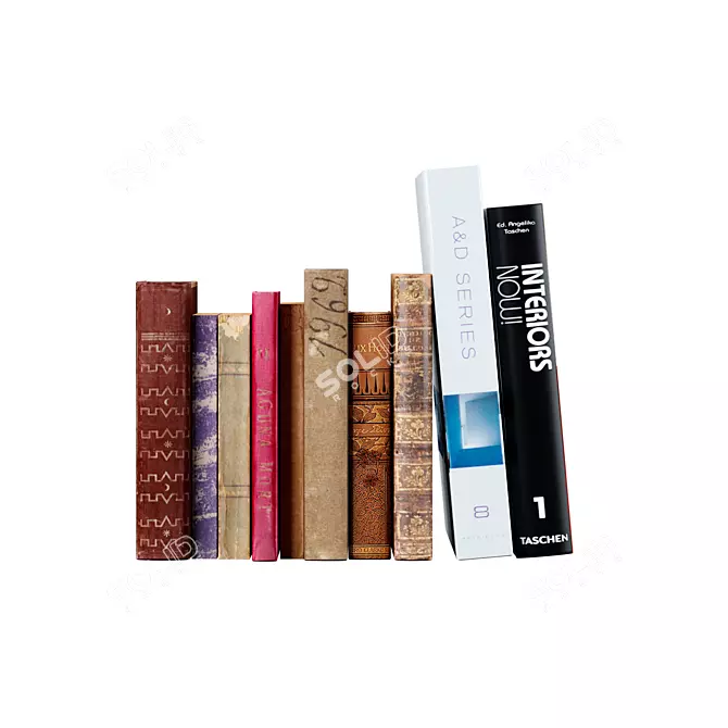 Vintage Books Collection Set 2 3D model image 2