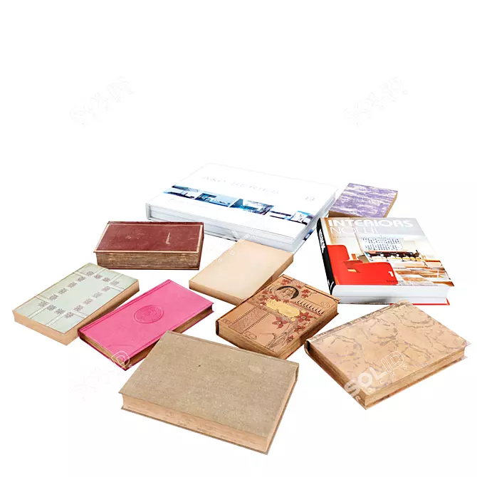 Vintage Books Collection Set 2 3D model image 3