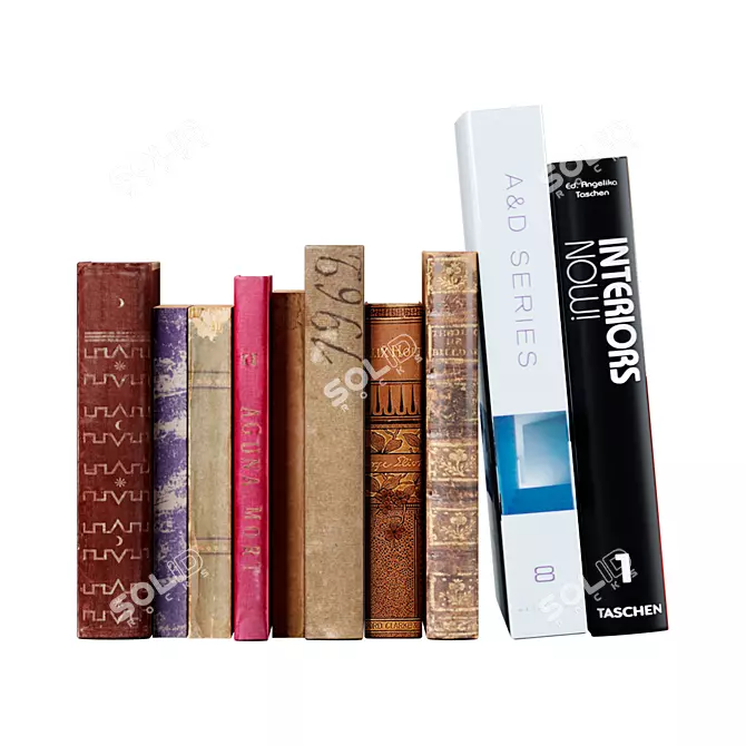 Vintage Books Collection Set 2 3D model image 6