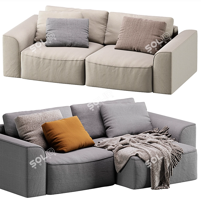 Cozy Beige Sofa Space 2013 3D model image 1