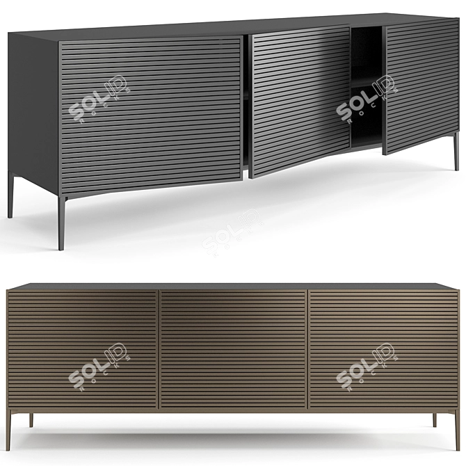 Sleek Contemporary Ruler Sideboard 3D model image 1