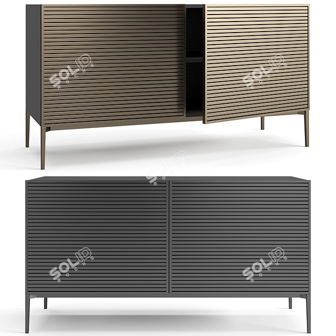 Sleek Contemporary Ruler Sideboard 3D model image 2