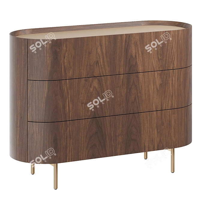 Art Deco Walnut & Leather Chest 3D model image 1