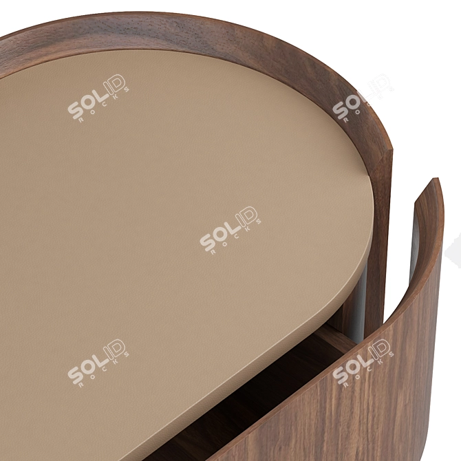 Art Deco Walnut & Leather Chest 3D model image 2