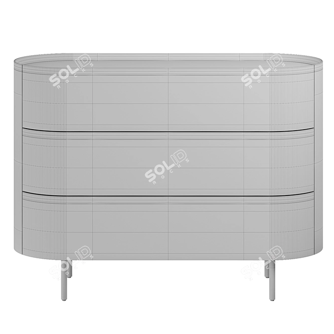 Art Deco Walnut & Leather Chest 3D model image 4