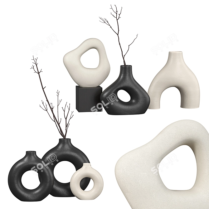 Zen Harmony Vases & Branches 3D model image 1