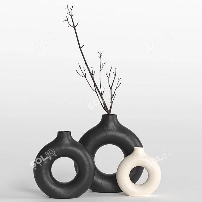 Zen Harmony Vases & Branches 3D model image 3