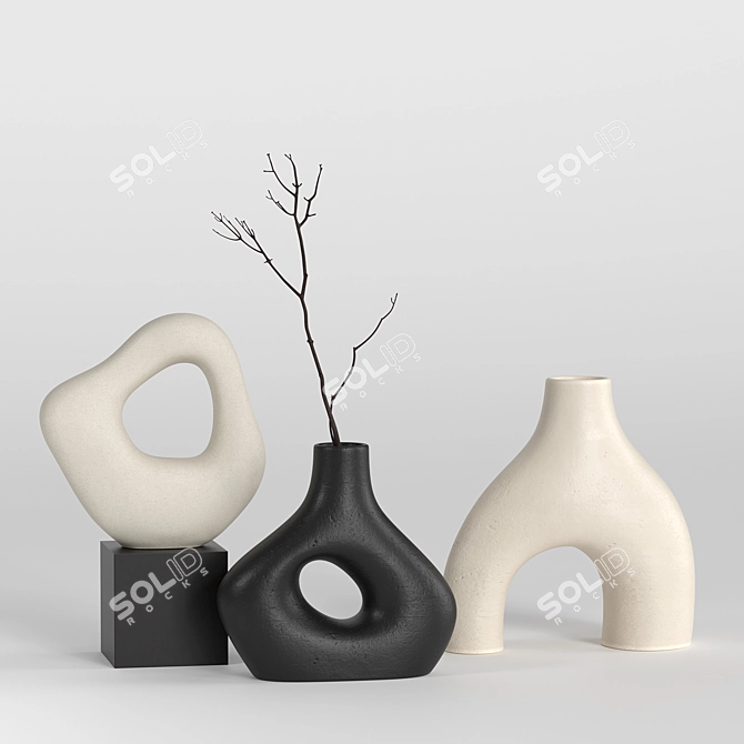 Zen Harmony Vases & Branches 3D model image 4
