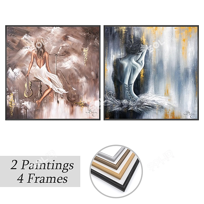 Mixed Art Set & Frames 3D model image 1