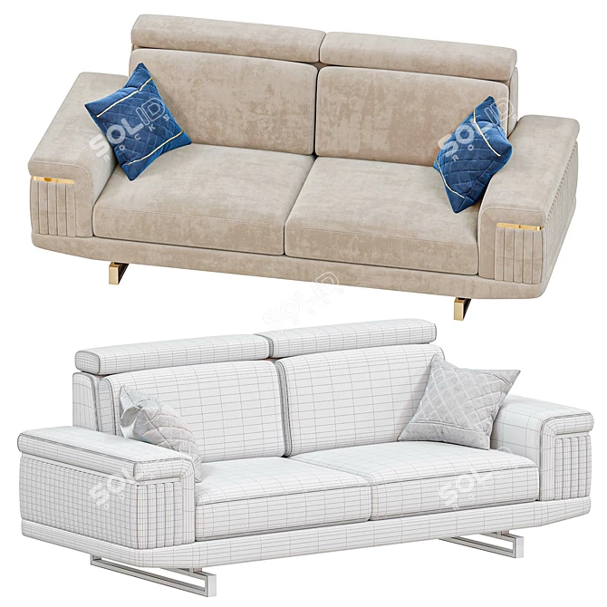 Elegant PRAGA Sofa HONOR Furniture 3D model image 2