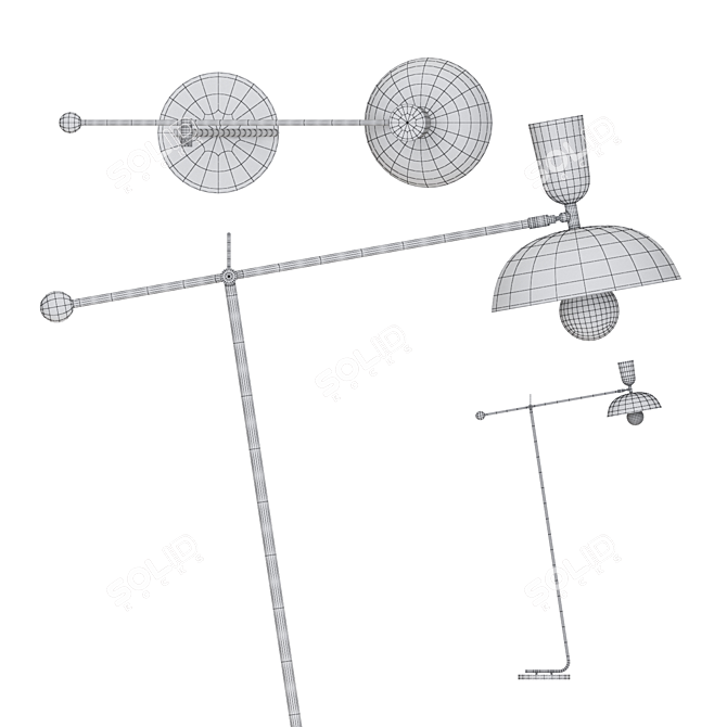 Adjustable Tripod Floor Lamp 3D model image 3