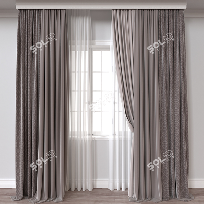 Versatile 3D Curtain Model 3D model image 1