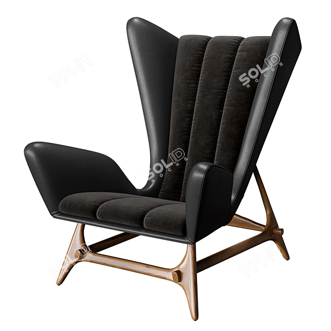 Midcentury Modern Wingback Lounge Chair 3D model image 1