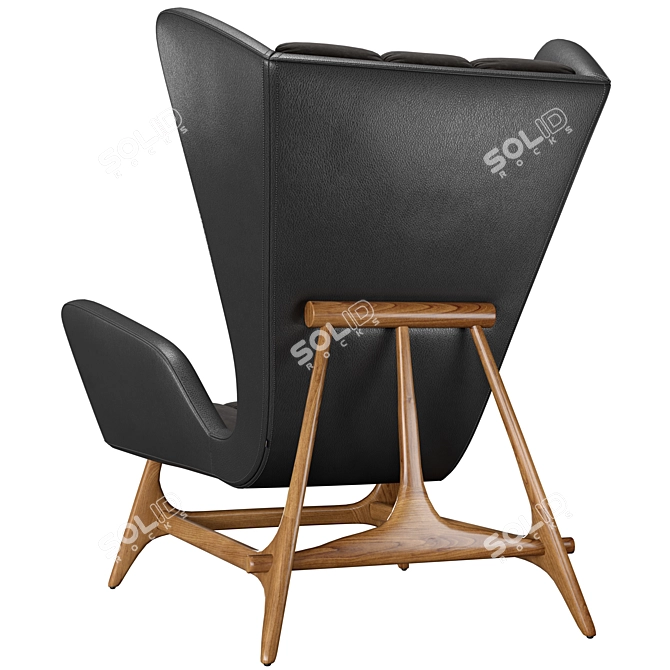 Midcentury Modern Wingback Lounge Chair 3D model image 2