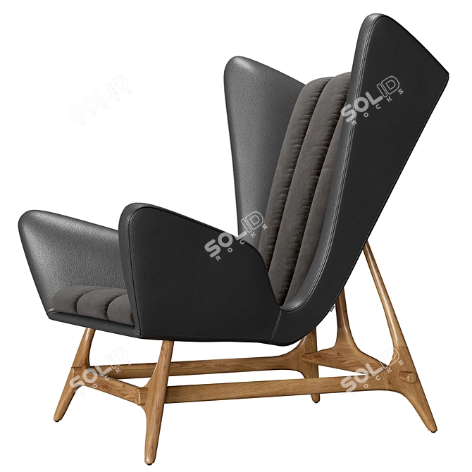 Midcentury Modern Wingback Lounge Chair 3D model image 3