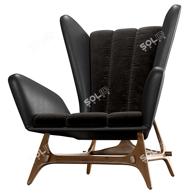 Midcentury Modern Wingback Lounge Chair 3D model image 5