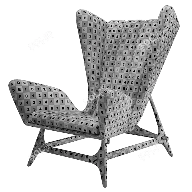 Midcentury Modern Wingback Lounge Chair 3D model image 7