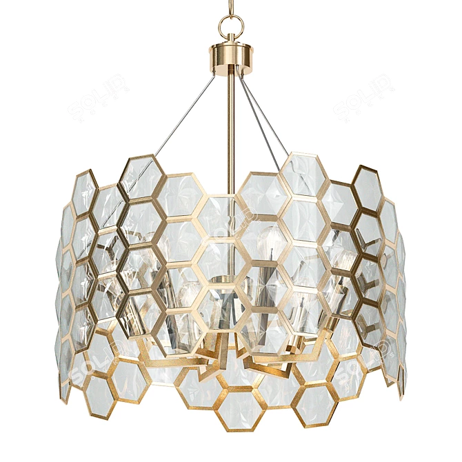 Sleek Design Honeycomb Pendant Lamp 3D model image 1