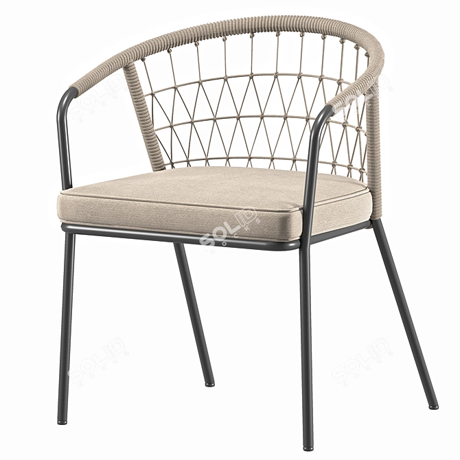 Sleek Black Garden Chair 3D model image 1