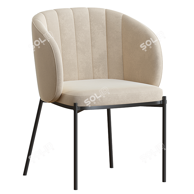 Elegant Shell Back Dining Chair 3D model image 2