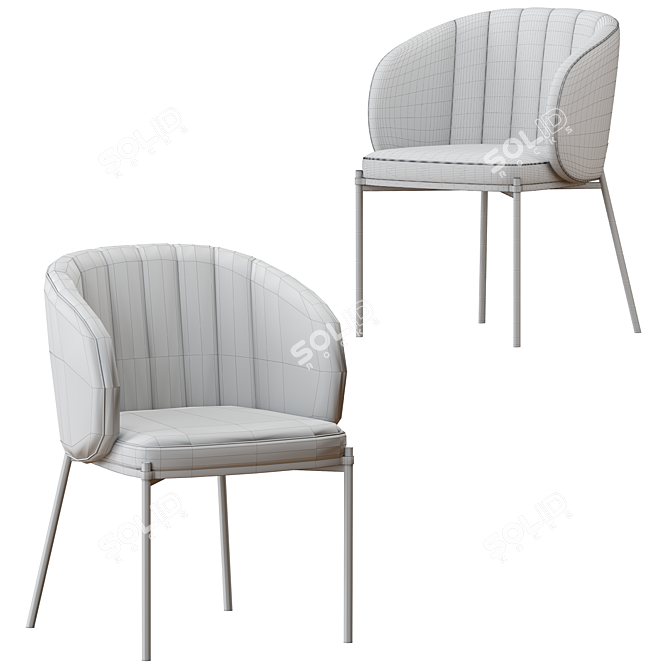 Elegant Shell Back Dining Chair 3D model image 4