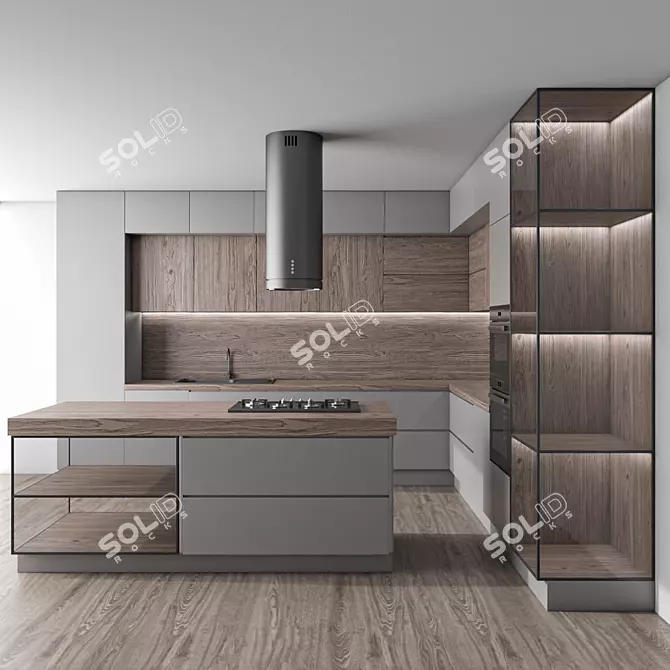 Modern Kitchen 3D Model Set 3D model image 1