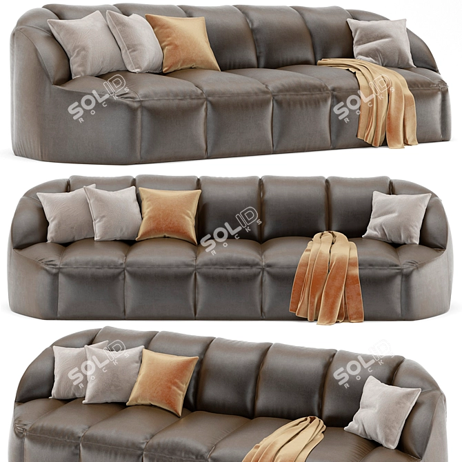 Luxury Cloud Leather Stitched Sofa 3D model image 1