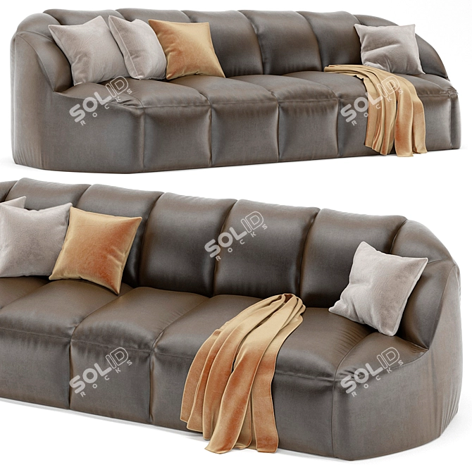 Luxury Cloud Leather Stitched Sofa 3D model image 2