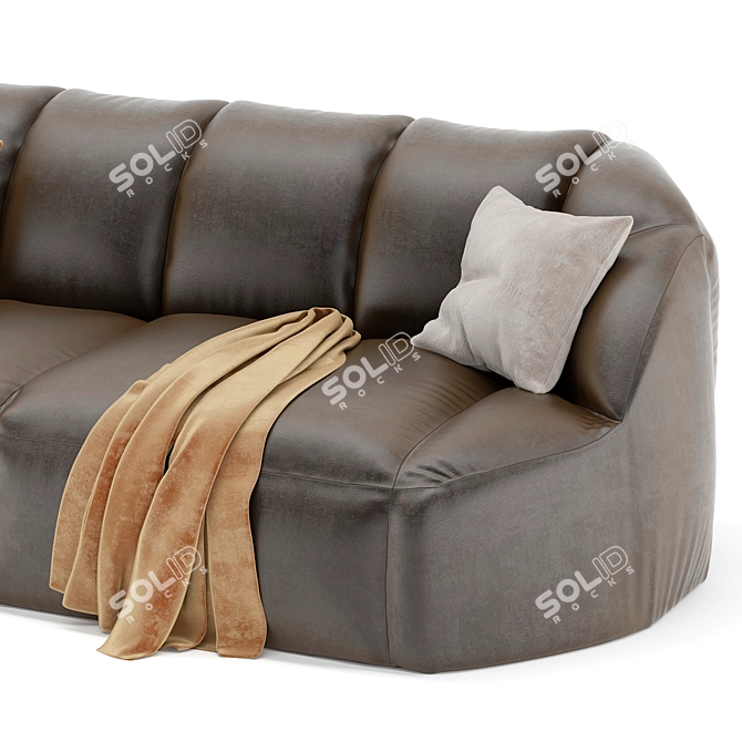 Luxury Cloud Leather Stitched Sofa 3D model image 3