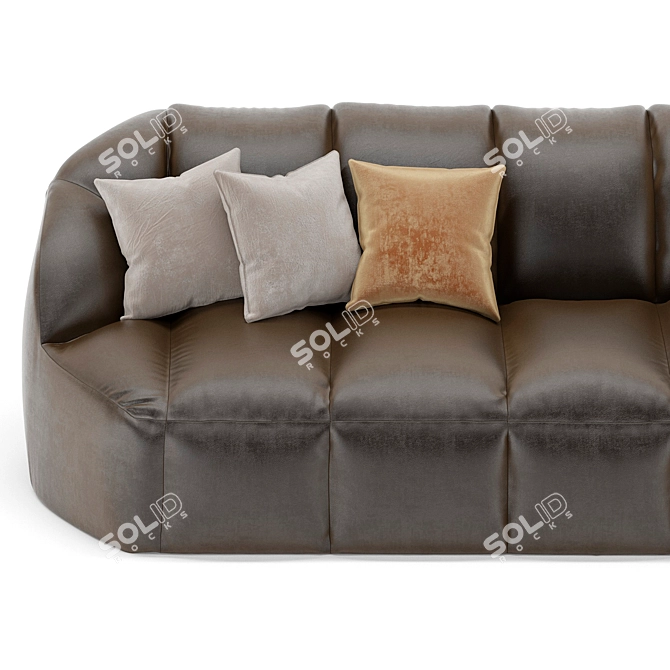 Luxury Cloud Leather Stitched Sofa 3D model image 4