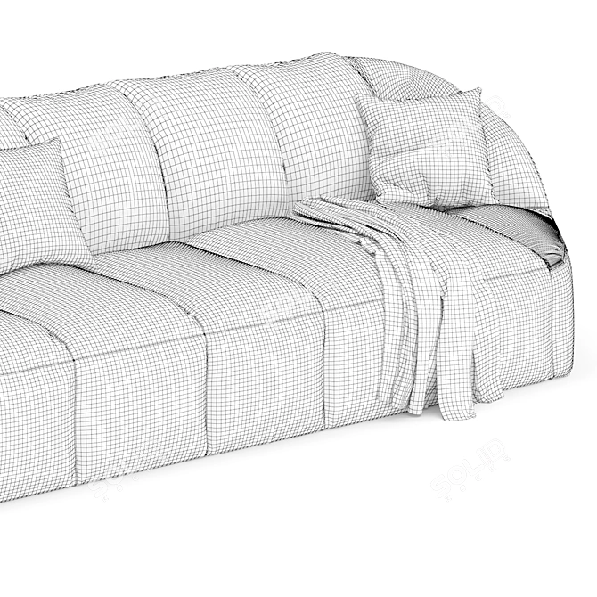 Luxury Cloud Leather Stitched Sofa 3D model image 6