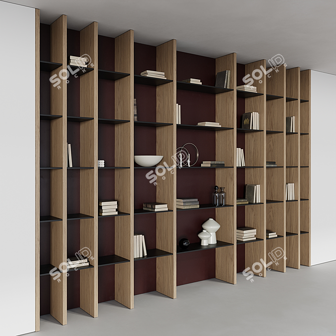  Book and Decor Built-in Cabinet 3D model image 1