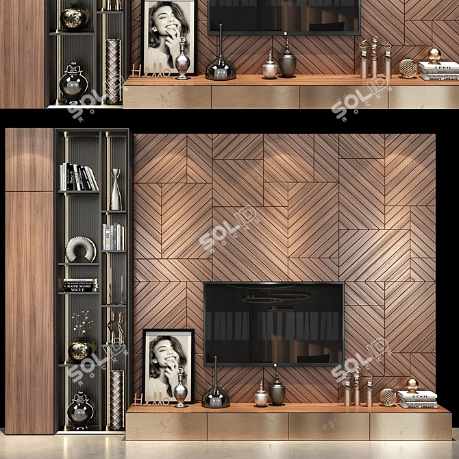 Modern TV Wall Shelf Decor 3D model image 1