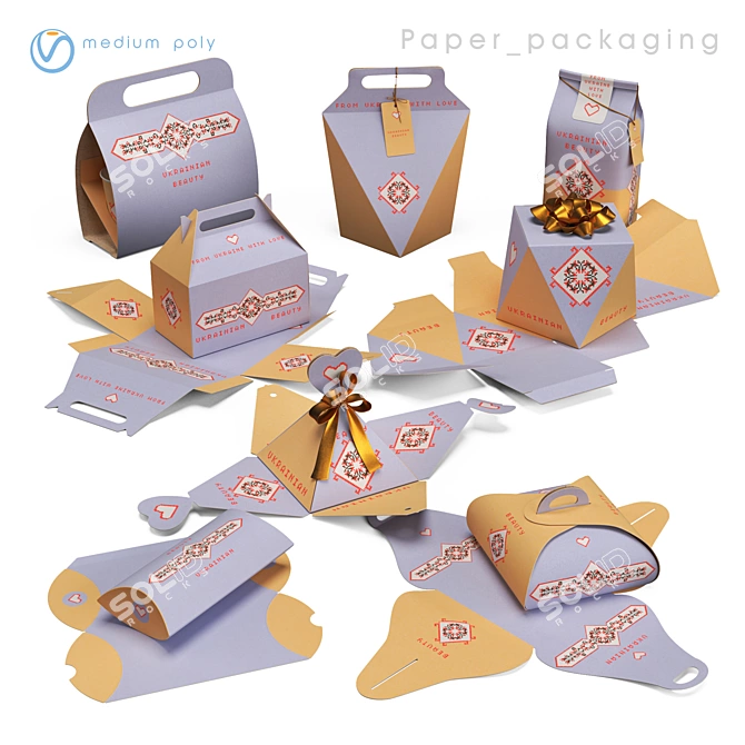 Paper Packaging Kit - Template Designs 3D model image 1