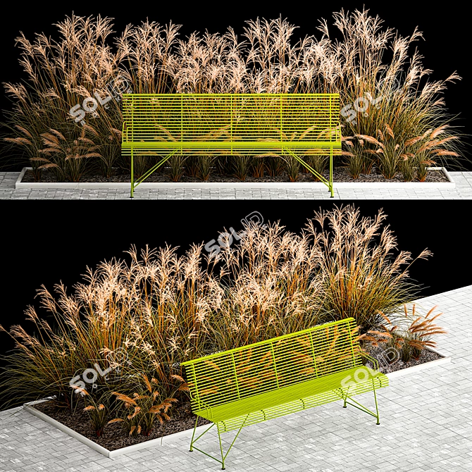 Urban Oasis Bench Set 3D model image 1